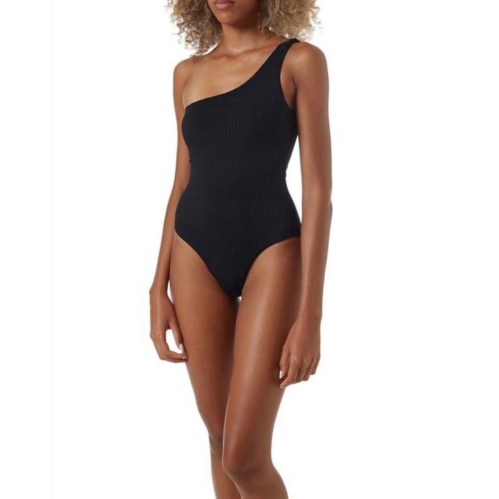 NEW MELISSA ODABASH palermo ribbed swimsuit in black ribbed